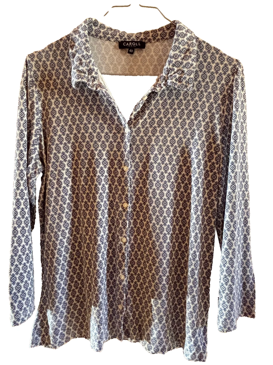 Chemisier Caroll Motifs Floraux - Taille 40 - 100% Coton - Occasion Très Bon état - Femme