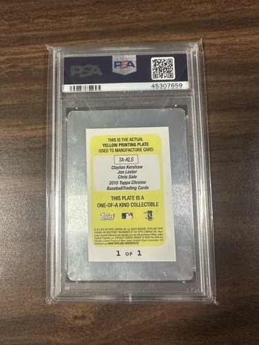 2015 TOPPS CHROME CLAYTON KERSHAW JON LESTER CHRIS SALE AUTO AUTOGRAPH PLATE 1/1 - Picture 2 of 2