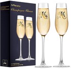 Mr and Mrs Champagne Flute Set Wedding Toasting Glasses Bride Groom Gift