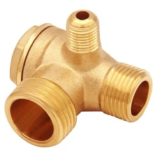 Solid Brass 3-Port Air Compressor Check Valve G1/8 x G3/8 x G1/2 Male Threaded