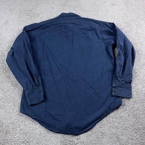 Rockmount Ranch Wear Shirt Mens Medium Blue Striped Sawtooth Western Snap Cowboy - Picture 4 of 8