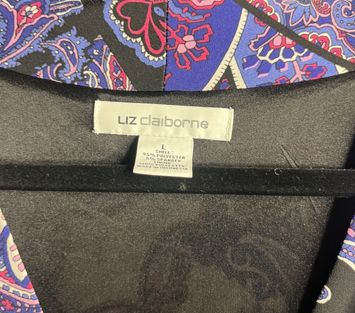 Liz Claiborne Womens Large Dress Purple Paisley Midi 3/4 Sleeve Wrap Multicolor - Picture 3 of 4