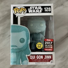 Funko Pop Star Wars Qui Gon Jinn 128 Holographic Exclusive Convention 2017 MINT