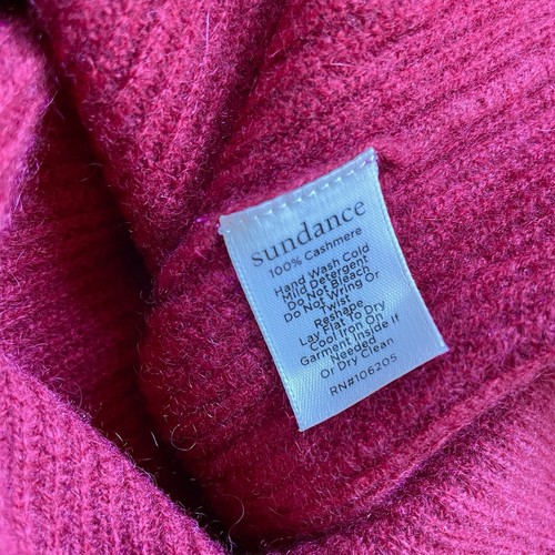 Sundance Sweater Women’s L Red Rowan 100% Cashmere V-Neck Ribbed Long Sleeve - Picture 7 of 10