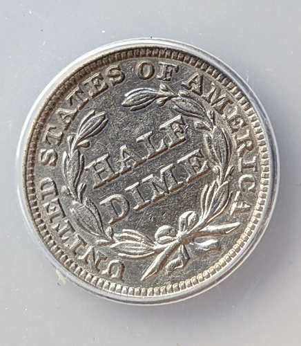 1850 United States 5c Silver Half Dime - ANACS AU55 Scratched, Cleaned - Picture 2 of 6