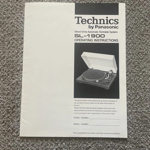 Technics SL-1900 Record Player / Turntable  Owner / User Manual *Original*