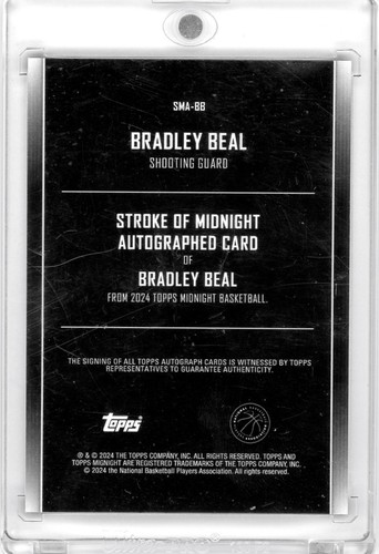 Bradley Beal 2024 Topps Midnight Stroke of Midnight Auto Daybreak /5 #SMA-BB - Picture 2 of 2