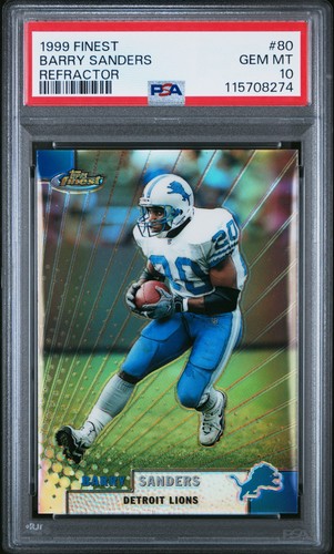 1999 Finest Barry Sanders #80 Refractor PSA 10 LOW POP