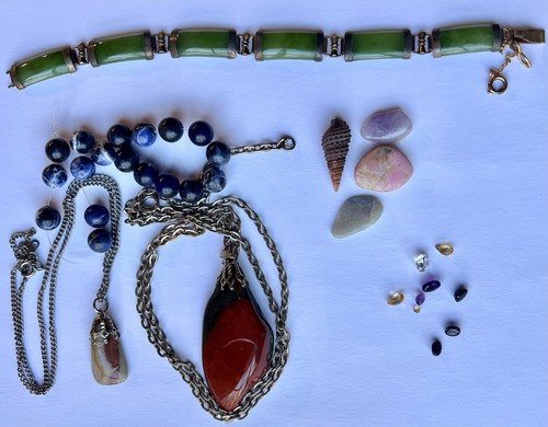 Real Gemstone Jewelry Lot Wearable,Craft-Repair Jade Lapis Amethyst Sapphire 62g - Picture 9 of 24