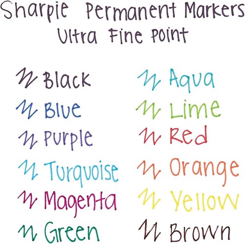 12er Pack Sharpie Permanentmarker, ultrafeine Spitze, verschiedene Farben - Bild 2 von 9