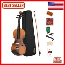 Beginner's 3/4 Violin Set with Durable Alloy Steel Strings & Instructional Guide