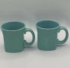 2 Fiesta Fiestaware HLC Turquoise Square Bottom 12 oz Coffee Mug Excellent