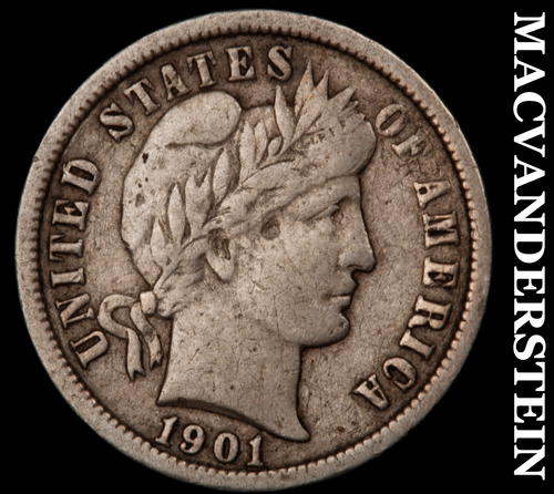 1901-O Barber Dime - seltener sehr schöner Halbschlüssel besseres Datum keine Reserve #D9907