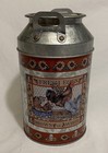 Small Galvanized Metal Milk Can Tin W/Removal Lid Chickens & Rooster 6"x 4” VTG