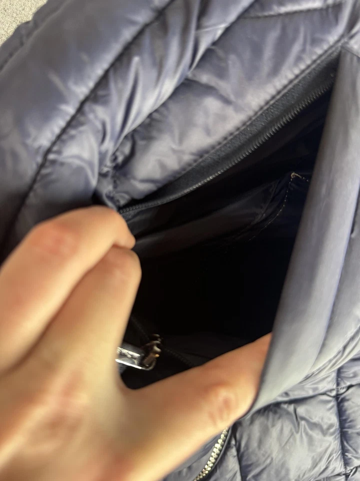 Abrigo Michael Michael Kors Mujer Pequeño Azul Embalable Con Capucha Acolchado Puffer Largo Foto 2 de 4