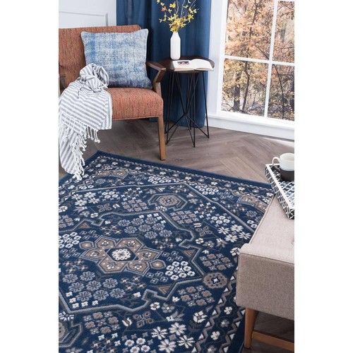 Tayse Rugs Hampton Oriental Navy 8 ft. x 10 ft. Indoor Area Rug - Picture 7 of 9