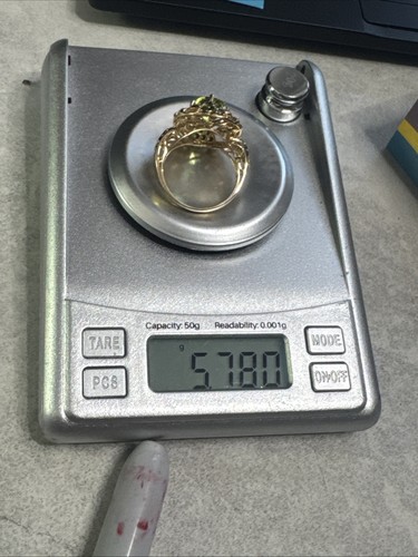 Anillo llamativo de cóctel de peridoto de diseño MEDA de oro amarillo de 14 k talla 8 H118 - Imagen 16 de 16