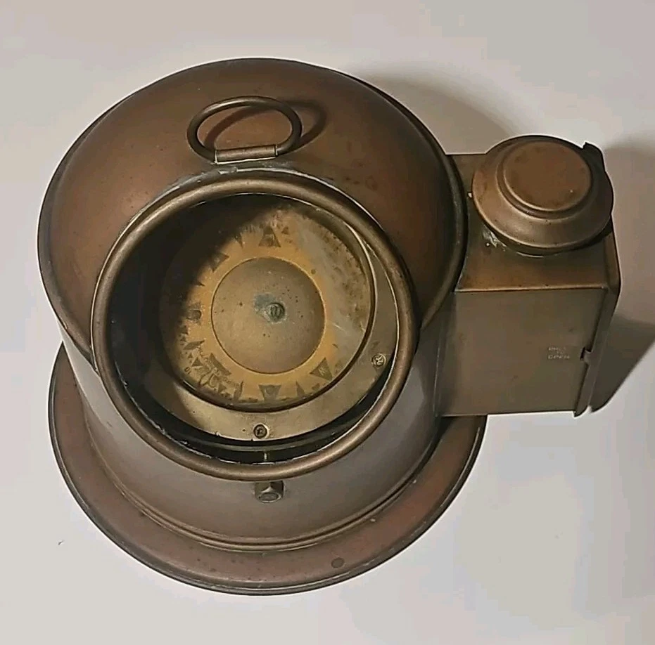 Brújula de bote salvavidas británica original de Bergen Nautik quemador de latón Noruega Foto 4 de 4