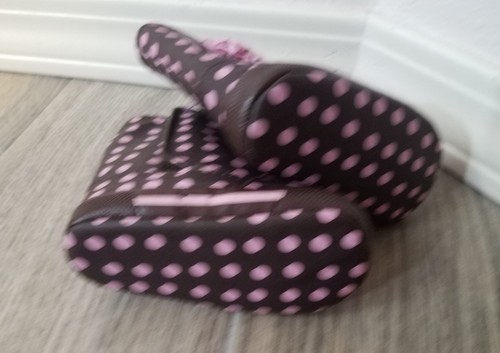 New Trimfoot Boot Infant Girls Size 2 Brown With Pink Polka Dots - Picture 5 of 6