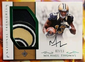 2016-17 Michael Thomas National Treasures Emerald RPA #RMS-MT #02/13 RC Auto