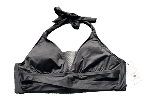 Shade & Shore Women's Faux Wrap Halter Bikini Top -Black Large (12-14) - Picture 3 of 7