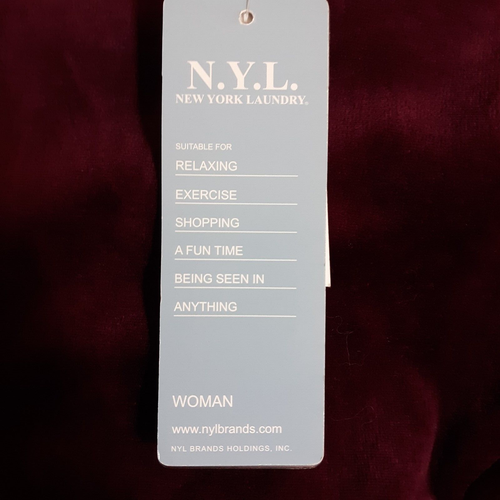 NYL New York Laundry Jacket Plus Sz 1X Burgundy Velour Full Zip Casual NWT - Picture 8 of 9