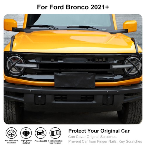 2x Front Headlight Lamp Guard Cover Trim For Ford Bronco 2021+ Black Accessories - Bild 6 von 12