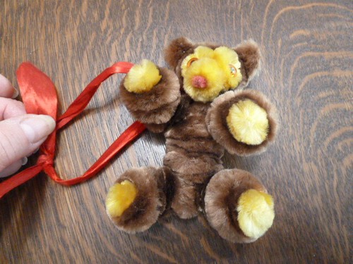 Vecchio piccolo orso marrone in ciniglia vintage occhi arancioni peluche orso giocattolo - Foto 2 di 4