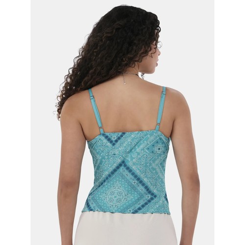 No Boundaries XL 16-18 Printed Corset Top with Lace Trim, Women's Teal Print NEW - Picture 5 of 12