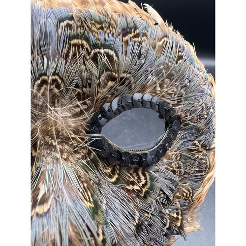 Lovely Masquerade Mask Handmade Feathers Sequins Peacock Plume Mardi Gras - Picture 7 of 7