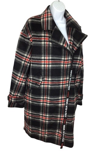 Para mujeres Peacebird Lana Cuadros Abrigo Talla S China Ropa de Calle Moda Chaqueta Negra - Imagen 5 de 8