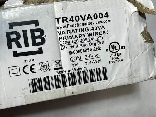 FUNCTIONAL DEVICES INC / RIB Cls 2 Transformer 40VA Open Hub Foot TR40VA004 - Picture 5 of 5