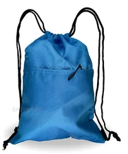 Drawstring Backpack Zippered Pocket Sport Gym Waterproof Cinch Sack Pack Bag