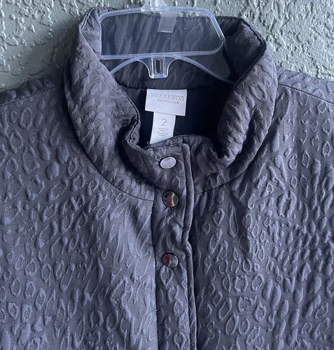 NWT Chico's Weekend Vest Size 2 Large Snap Button Pockets Graphite Gray - Picture 4 of 6