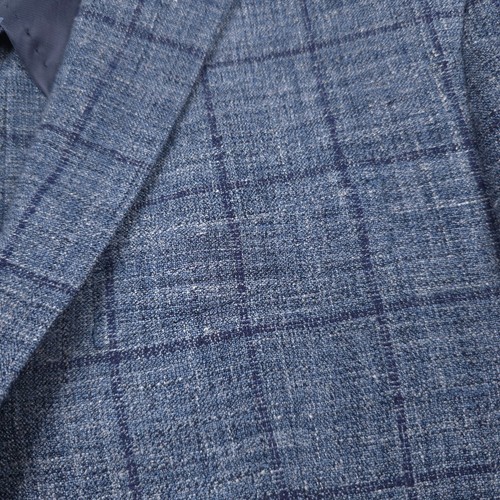 $598 John Varvatos Bond Blue Windowpane Slim Fit Sport Coat Jacket Mens Size 38R - Picture 4 of 13
