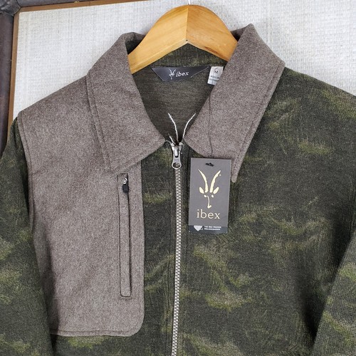 IBEX NEW $295 Size Medium Boucle Wool Mens Camo Jacket Shirt Sweater Full Zip - Picture 15 of 20