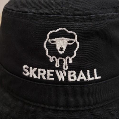 Skrewball Peanut Butter Whiskey Bucket Hat Cap S/M Black Cotton Embroidered Logo - Picture 2 of 9