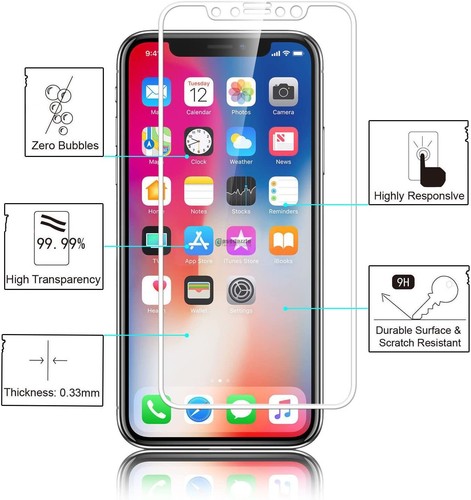 FULL COVERAGE BLACK EDGE TEMPERED GLASS FOR APPLE IPHONE 6 / 6S - Picture 6 of 6