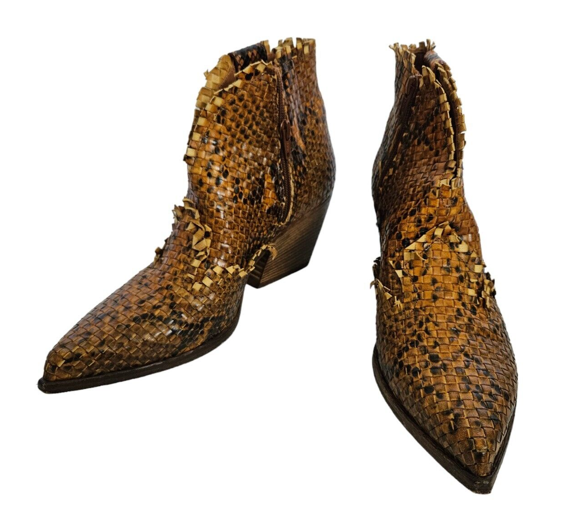 ミドルブーツ ELENA IACHI Women Boots E4035 Brown BROWN Elena Iachi Brown Woven Leather Reptile Print Boots Size EU