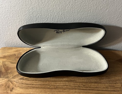 Ray Ban Glasses Case Hard Black Leather Suede Standard Size - Picture 6 of 6