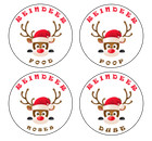 CHRISTMAS REINDEER DUST / FOOD / POOP / NOSES LABELS ROUND STICKERS MATT XMAS