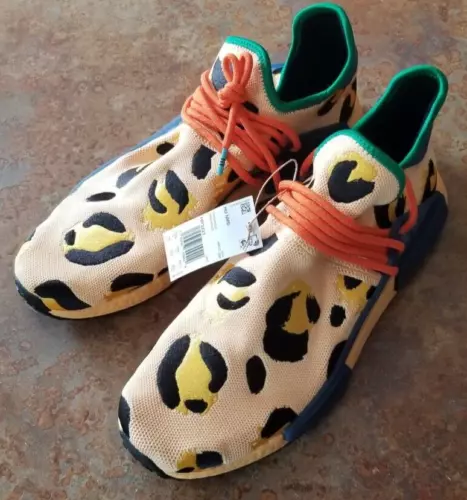 ADIDAS X PHARRELL WILLIAMS MEN'S HU NMD "PULSE AMBER" ANIMAL SIZE 14 NWOB