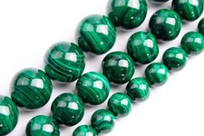 Genuine Natural Deep Green Malachite Grade AA Round Loose Beads