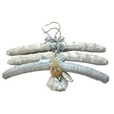 Vintage Satin Clothes Hangers Padded Lingerie Blue White 3 Angel Satchel