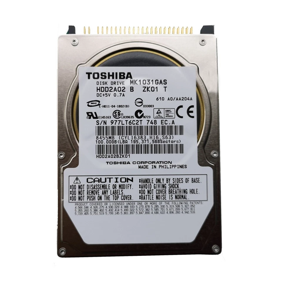 Original Toshiba MK1031GAS 100GB 4200RPM PATA IDE 2.5" Internal HDD Hard Drive - Image 2 of 4