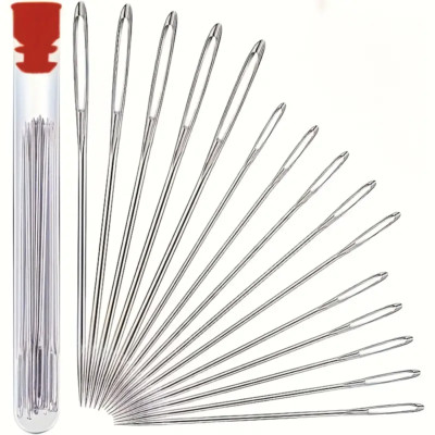 15pcs Large Eye  Stainless Steel Embroidery Sewing Needles - New