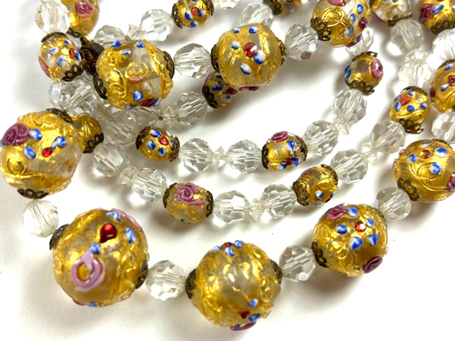 Gorgeous Vintage Murano Wedding Cake Venetian Glass Bead Necklace 32" - Picture 10 of 16