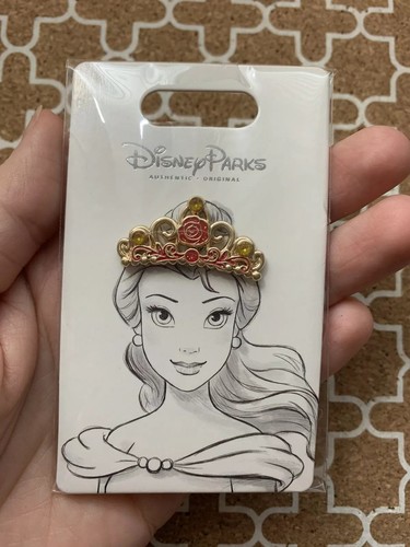 Disney Crown Tiara Pin- Princess Belle- Beauty and The Beast Rose - 第 1/2 張圖片