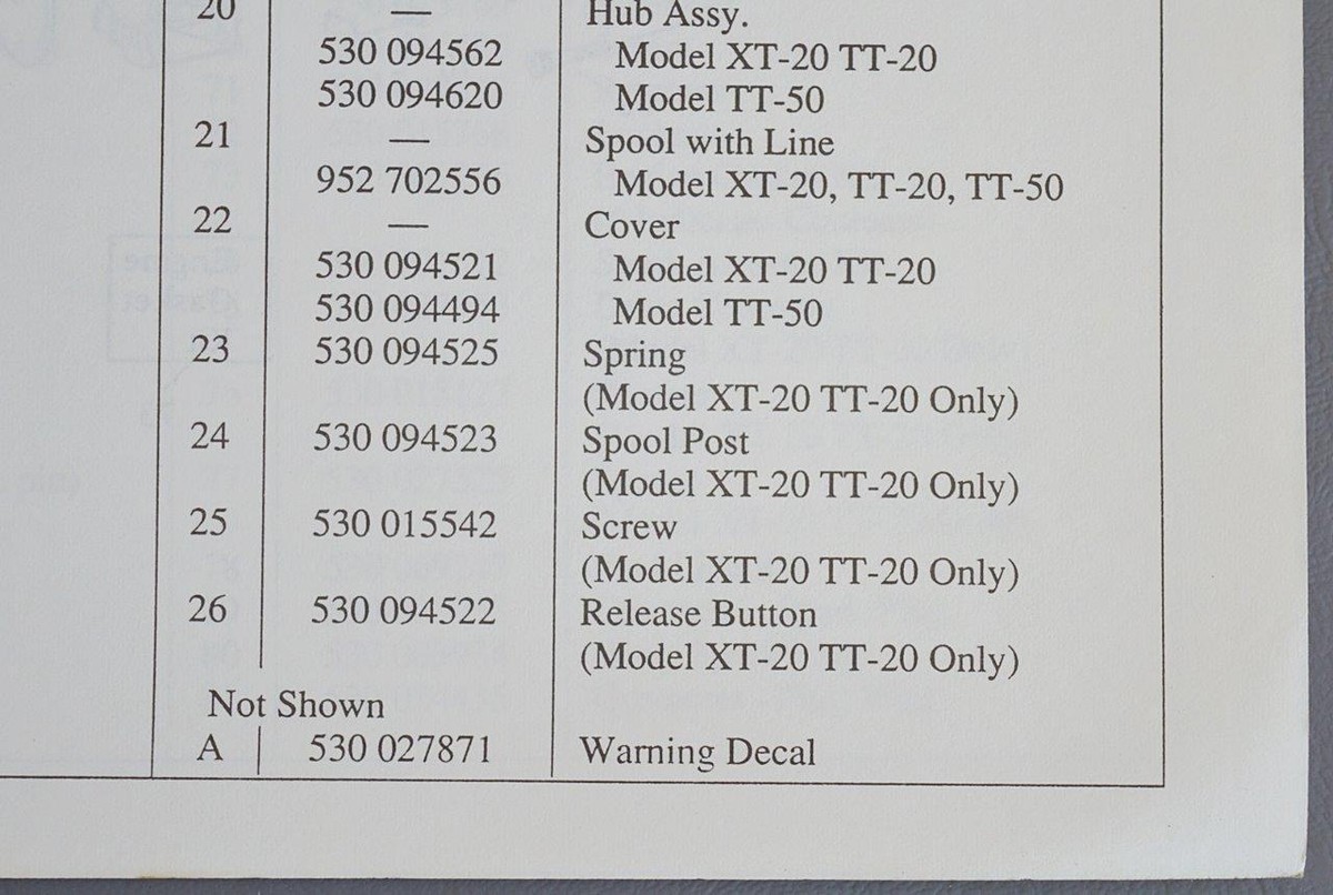 Original 1989 Weed Eater Parts List #530-067459 Trimmer