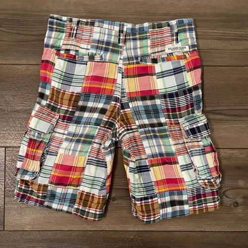 E-Land Cargo Shorts Size 6X-7 Boys Multicolor Patchwork Madras - Picture 3 of 9